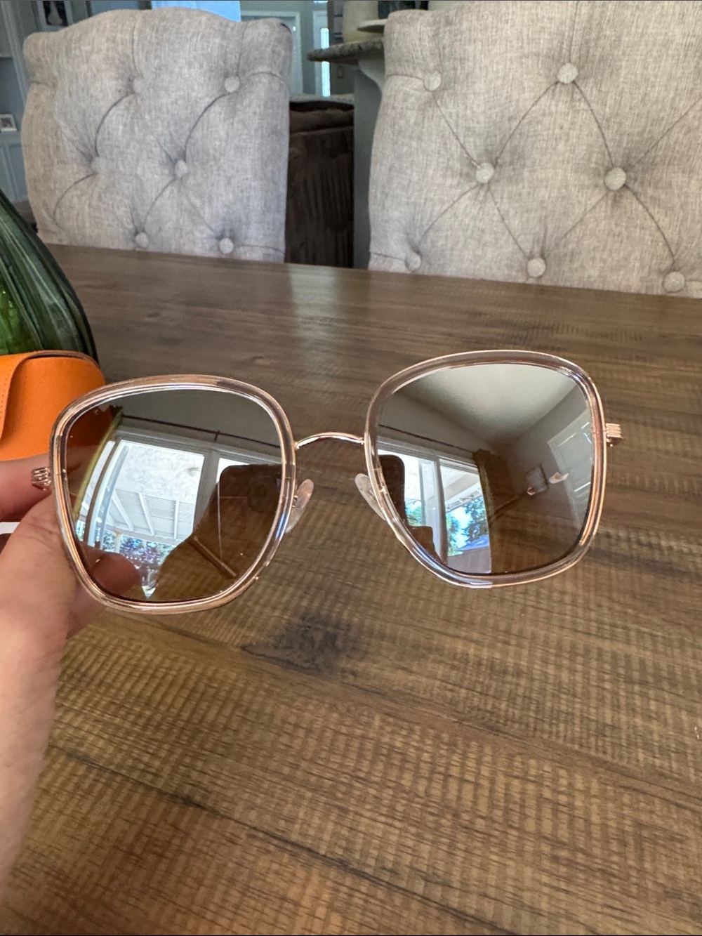 Tory Burch 6101 Pink Square Brown Mirror Sunglasses with case - Picture 2 of 12